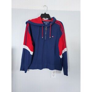 Tommy Hilfiger Sport Quarter Zip Hoodie Blue Womens Size XL Lightweight